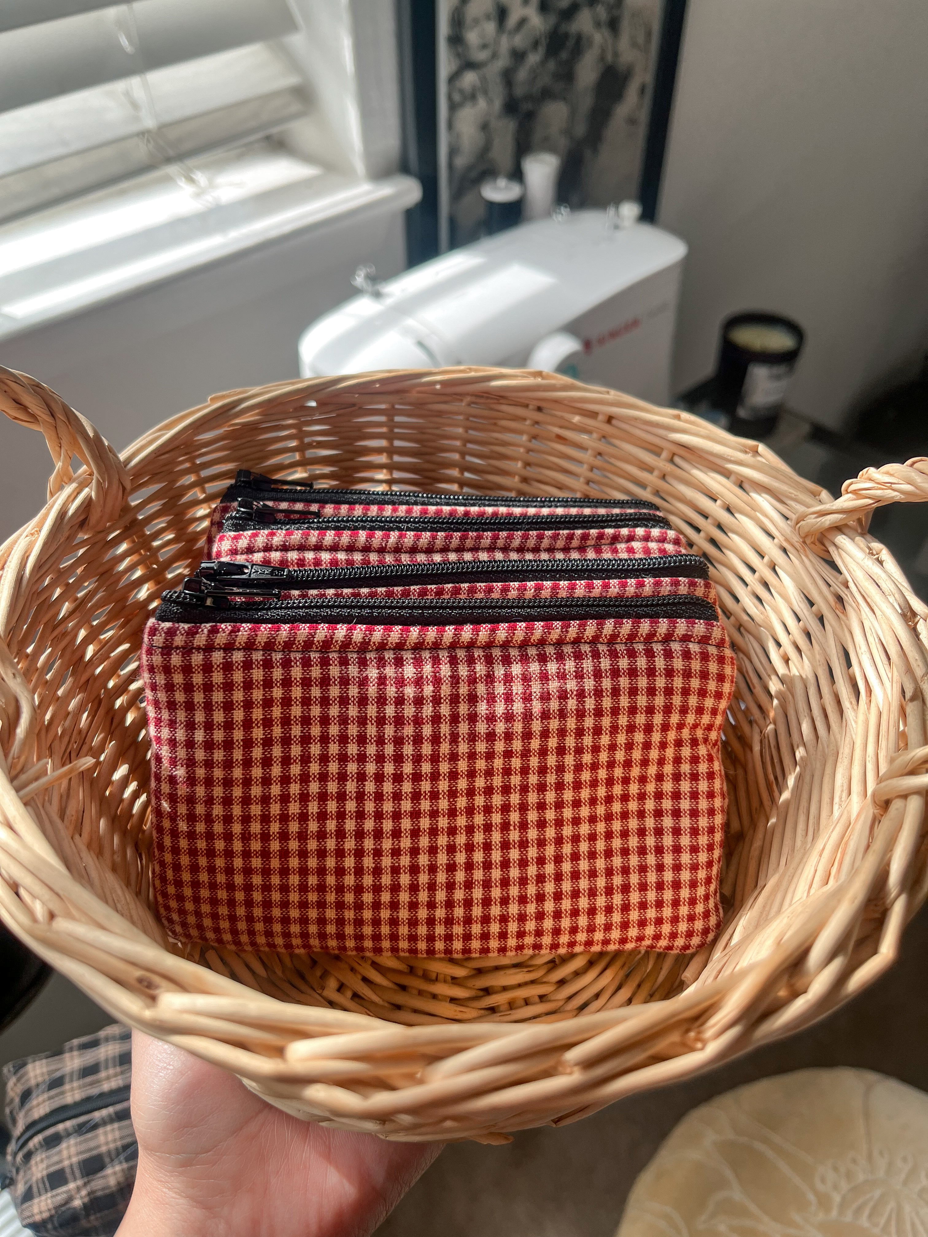 Red Gingham Coin Pouch